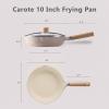 imageCAROTE 8quot Ceramic Frying Pan Skillet Non Stick Frying Pan Chefs Pan Healthy ampamp PFOAPFAS Free InductionCompatible TaupeTaupe