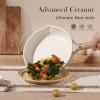 imageCAROTE 8quot Ceramic Frying Pan Skillet Non Stick Frying Pan Chefs Pan Healthy ampamp PFOAPFAS Free InductionCompatible TaupeTaupe
