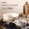 imageCAROTE 8quot Ceramic Frying Pan Skillet Non Stick Frying Pan Chefs Pan Healthy ampamp PFOAPFAS Free InductionCompatible TaupeTaupe