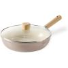 imageCAROTE 8quot Ceramic Frying Pan Skillet Non Stick Frying Pan Chefs Pan Healthy ampamp PFOAPFAS Free InductionCompatible TaupeTaupe