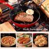 imageCAROTE Cast Iron Skillet Frying Pan Oven Stovetop Grill Campfire ampamp Induction Compatible Durable NonToxic EvenHeating Cookware Red Round 8quotRed