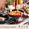 imageCAROTE Cast Iron Skillet Frying Pan Oven Stovetop Grill Campfire ampamp Induction Compatible Durable NonToxic EvenHeating Cookware Red Round 8quotRed