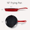 imageCAROTE Cast Iron Skillet Frying Pan Oven Stovetop Grill Campfire ampamp Induction Compatible Durable NonToxic EvenHeating Cookware Red Round 8quotRed