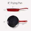 imageCAROTE Cast Iron Skillet Frying Pan Oven Stovetop Grill Campfire ampamp Induction Compatible Durable NonToxic EvenHeating Cookware Red Round 8quotRed
