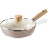 imageCAROTE 8quot Ceramic Frying Pan Skillet Non Stick Frying Pan Chefs Pan Healthy ampamp PFOAPFAS Free InductionCompatible TaupeTaupe