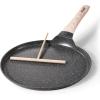 imageCAROTE Nonstick Crepe Pan with Spreader 10 Inch Non Stick Granite Coating Dosa Pan Pancake Flat Skillet Crepe Maker Pan Healthy Stone Cookware PFOA FREE