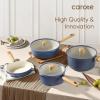 imageCAROTE 14Pcs Nonstick Ceramic Cookware Set Non Toxic Cookware PFASPFOA Free Cream White Pots and Pans Set Non Stick Kitchen Cooking Pan Set Large CapacityBlue