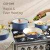 imageCAROTE 14Pcs Nonstick Ceramic Cookware Set Non Toxic Cookware PFASPFOA Free Cream White Pots and Pans Set Non Stick Kitchen Cooking Pan Set Large CapacityBlue