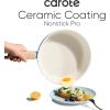 imageCAROTE 26pcs Ceramic Cookware Set Pots and Pans Non Stick Kitchen Cookware Sets Pots and Pans Set Cooking Set with Knife Set ampamp Oven MittsBlue