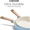 imageCAROTE 26pcs Ceramic Cookware Set Pots and Pans Non Stick Kitchen Cookware Sets Pots and Pans Set Cooking Set with Knife Set ampamp Oven MittsBlue