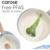 imageCAROTE 26pcs Ceramic Cookware Set Pots and Pans Non Stick Kitchen Cookware Sets Pots and Pans Set Cooking Set with Knife Set ampamp Oven MittsBlue