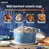 imageCAROTE Cast Iron Dutch Oven Pot with Lid Enameled Dutch Oven for Bread Baking Dual Handles HeavyDuty Cast Iron Pot 5QT RedBlue
