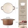 imageCAROTE Cast Iron Dutch Oven Pot with Lid Enameled Dutch Oven for Bread Baking Dual Handles HeavyDuty Cast Iron Pot 5QT RedBrown