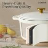 imageCAROTE Cast Iron Dutch Oven Pot with Lid Enameled Dutch Oven for Bread Baking Dual Handles HeavyDuty Cast Iron Pot 5QT RedCream White
