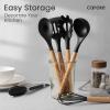 imageCAROTE Silicone Cooking Utensils Set for Nonstick Cookware 446F Heat Resistant Kitchen Utensil Set with Wooden Handle 10pcs Spatula Turner Spoon Tongs WhiskMedium