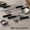 imageCarote Stainless Steel Cooking Utensils Set with StayCool Wooden Handles 11PCS Kitchen Tools Set Spatulas Whisk Tongs Ice Cream Scoop Peeler Pizza Cutter Potato Masher