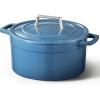 imageCAROTE Cast Iron Dutch Oven Pot with Lid Enameled Dutch Oven for Bread Baking Dual Handles HeavyDuty Cast Iron Pot 5QT RedBlue