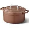 imageCAROTE Cast Iron Dutch Oven Pot with Lid Enameled Dutch Oven for Bread Baking Dual Handles HeavyDuty Cast Iron Pot 5QT RedBrown