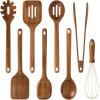 imageCAROTE Wooden kitchen Utensils Set Acacia Wood 8pcs Cooking Utensil Set for Nonstick Cookware Longlasting Wooden Spoons for Cooking Spatula Turner