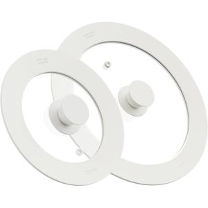 imageCAROTE 2 PCS Universal Silicone Lid for Pots Pans and Skillets Pot Lid With Heat Resistant Silicone Rim and Tempered Glass White6quot7quot8quotand 95quot10quot11quot