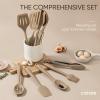 imageCAROTE Kitchen Utensil Set for Nonstick Cookware Heat Resistant Silicone Cooking Utensils Set 10pcs Brown Oderless Spatula TurnerBrown