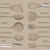 imageCAROTE Kitchen Utensil Set for Nonstick Cookware Heat Resistant Silicone Cooking Utensils Set 10pcs Brown Oderless Spatula TurnerBrown