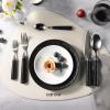 imageCarote Silverware Set for 4 20 Pcs Stainless Steel Flatware Set Mirror Polished Cutlery Utensil Set Including Knife Fork Spoon with Leather Patterned ABS Handle Black