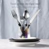 imageCarote Silverware Set for 4 20 Pcs Stainless Steel Flatware Set Mirror Polished Cutlery Utensil Set Including Knife Fork Spoon with Leather Patterned ABS Handle Black