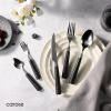 imageCarote Silverware Set for 4 20 Pcs Stainless Steel Flatware Set Mirror Polished Cutlery Utensil Set Including Knife Fork Spoon with Leather Patterned ABS Handle Black