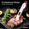 imageCAROTE Instant Read Meat Thermometer Digital with 2 Precision100 WaterproofAuto FlipBright LCD Screen Function for Kitchen and OutsideBBQ Turkey Candy Liquids Beef WhiteRed
