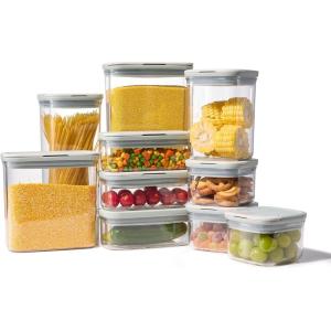 imageCAROTE Food Storage Containers with Lids 20 PCS BPAFree Plastic Food Storage Set Air Tight Kitchen and Pantry Organization Canisters for CerealDry FoodFlourSugar Sage GreenGreySage GreenGrey