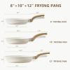 imageCAROTE Non Stick Frying Pans SetNonstick Granite Fry Pan Egg Pan Omelet Pans Stone Cookware Chefs Pan PFOA FreeWhite Granite 8quot10quot12quotCream White