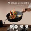imageCAROTE Nonstick Skillet Nonstick Deep Frying Pan 10quot Saute Pan with Lid 38QT Deep Frying Pan Titanium Pan Chefs Pan Staycool Handle Compatible with All Stoves BlackBlack