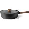 imageCAROTE Nonstick Skillet Nonstick Deep Frying Pan 10quot Saute Pan with Lid 38QT Deep Frying Pan Titanium Pan Chefs Pan Staycool Handle Compatible with All Stoves BlackBlack
