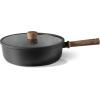 imageCAROTE Nonstick Skillet Nonstick Deep Frying Pan 10quot Saute Pan with Lid 38QT Deep Frying Pan Titanium Pan Chefs Pan Staycool Handle Compatible with All Stoves BlackBlack