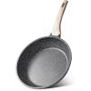 imageCAROTE Non Stick Frying Pans SetNonstick Granite Fry Pan Egg Pan Omelet Pans Stone Cookware Chefs Pan PFOA FreeWhite Granite 8quot10quot12quotBlack