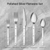 imageCAROTE Silverware Set with White Marble Handle 20 Piece Flatware Cutlery Set for 4 Stainless Steel Kitchen Utensil Set for Home Restaurant Party Dishwasher Safe