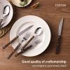 imageCAROTE Wood Handle Silverware Set 20 Pcs Mirror Polished Flatware Sets for 4 Stainless Steel Cutlery Set Including Knife Spoons and Forks Set Wood Grain Handle