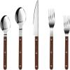 imageCAROTE Wood Handle Silverware Set 20 Pcs Mirror Polished Flatware Sets for 4 Stainless Steel Cutlery Set Including Knife Spoons and Forks Set Wood Grain Handle