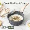 imageCAROTE 18Qt Sauce Pan Sets with Lid Cooking Pots Nonstick Saucepans Cookware Set with Pour Spout Small Kitchen Pot Induction Comptable Easy to Clean PFOA FREE White GraniteClassic Granite