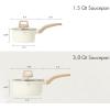 imageCAROTE 18Qt Sauce Pan Sets with Lid Cooking Pots Nonstick Saucepans Cookware Set with Pour Spout Small Kitchen Pot Induction Comptable Easy to Clean PFOA FREE White GraniteWhite Granite