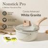 imageCAROTE 18Qt Sauce Pan Sets with Lid Cooking Pots Nonstick Saucepans Cookware Set with Pour Spout Small Kitchen Pot Induction Comptable Easy to Clean PFOA FREE White GraniteWhite Granite