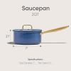 imageCAROTE 2Qt Stainless Steel Saucepan NonToxic Cookware with LidsOuter Ceramic LayerSmall Cooking Pot Even Heating Fits All StovesOven ampamp Dishwasher Safe PurpleBlue