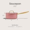 imageCAROTE 2Qt Stainless Steel Saucepan NonToxic Cookware with LidsOuter Ceramic LayerSmall Cooking Pot Even Heating Fits All StovesOven ampamp Dishwasher Safe PurplePink