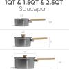 imageCAROTE 3Qt Stainless Steel Sauce Pan Set with Lid 3ply Base NonToxic PTFE ampamp PFOA Free Saucepan Induction Cookware Set Small Kitchen Pots StayCool Handles1QT16QT3QT
