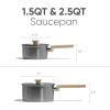 imageCAROTE 3Qt Stainless Steel Sauce Pan Set with Lid 3ply Base NonToxic PTFE ampamp PFOA Free Saucepan Induction Cookware Set Small Kitchen Pots StayCool Handles16QT25QT