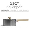 imageCAROTE 3Qt Stainless Steel Sauce Pan Set with Lid 3ply Base NonToxic PTFE ampamp PFOA Free Saucepan Induction Cookware Set Small Kitchen Pots StayCool Handles3QT