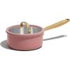 imageCAROTE 2Qt Stainless Steel Saucepan NonToxic Cookware with LidsOuter Ceramic LayerSmall Cooking Pot Even Heating Fits All StovesOven ampamp Dishwasher Safe PurplePink