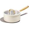 imageCAROTE 2Qt Stainless Steel Saucepan NonToxic Cookware with LidsOuter Ceramic LayerSmall Cooking Pot Even Heating Fits All StovesOven ampamp Dishwasher Safe PurpleWhite