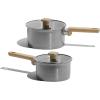 imageCAROTE 3Qt Stainless Steel Sauce Pan Set with Lid 3ply Base NonToxic PTFE ampamp PFOA Free Saucepan Induction Cookware Set Small Kitchen Pots StayCool Handles16QT25QT